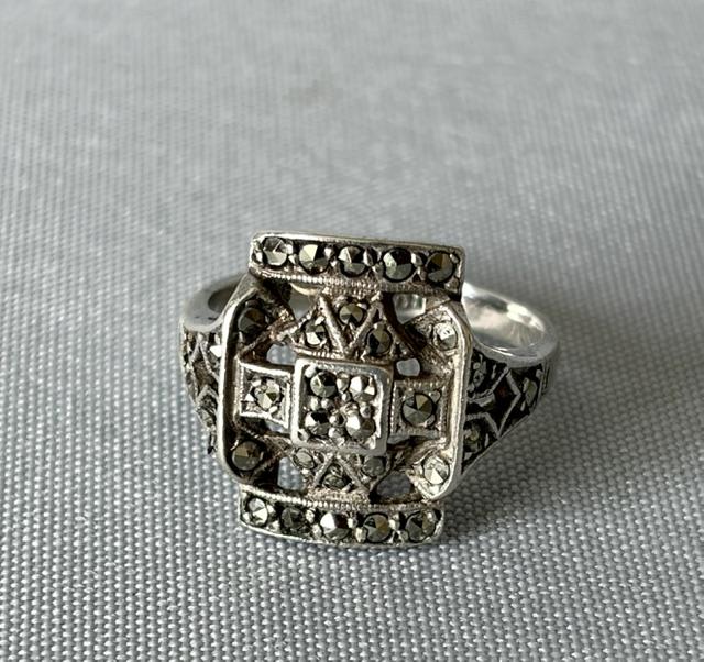 Art Deco Silver & Marcasite Ring (1 of 7) Art Deco Silver & Marcasite Ring (1 of 7)