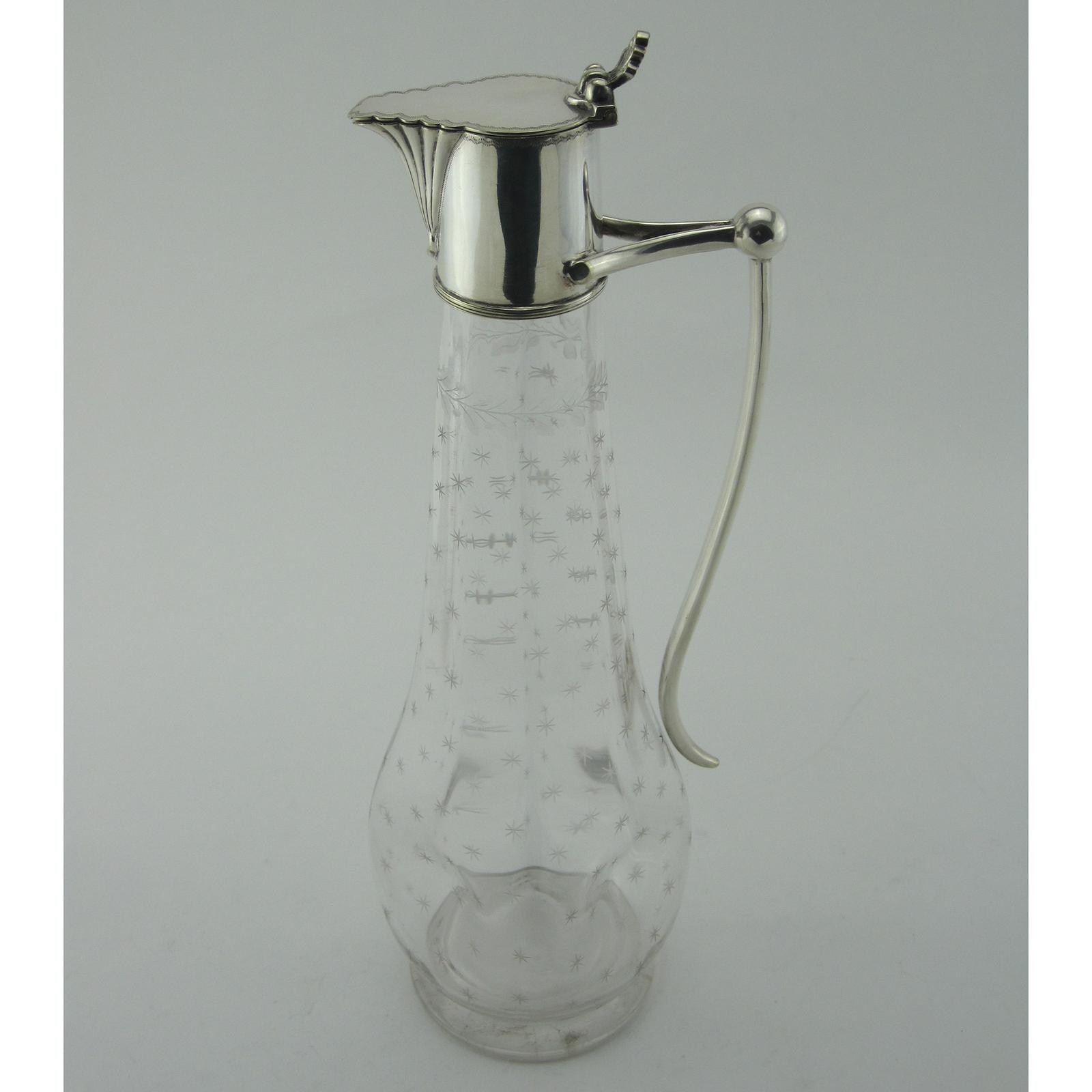 Victorian Silver Plated Claret Jug with Dimple Style Clear Body (1 of 5)