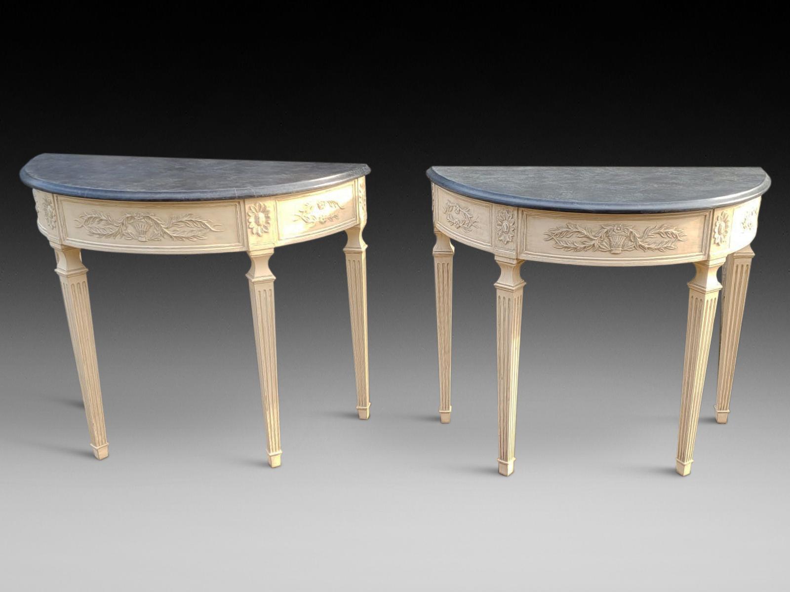 Pair of Georgian Style Demi Lune Console Tables (1 of 3) Pair of Georgian Style Demi Lune Console Tables (1 of 3)