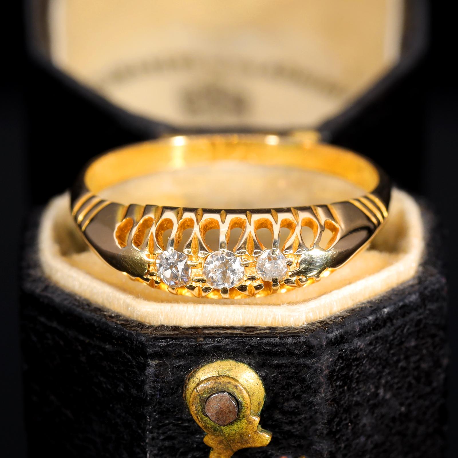 The Antique 1913 Old Cut Three Diamond Ring (1 of 10)