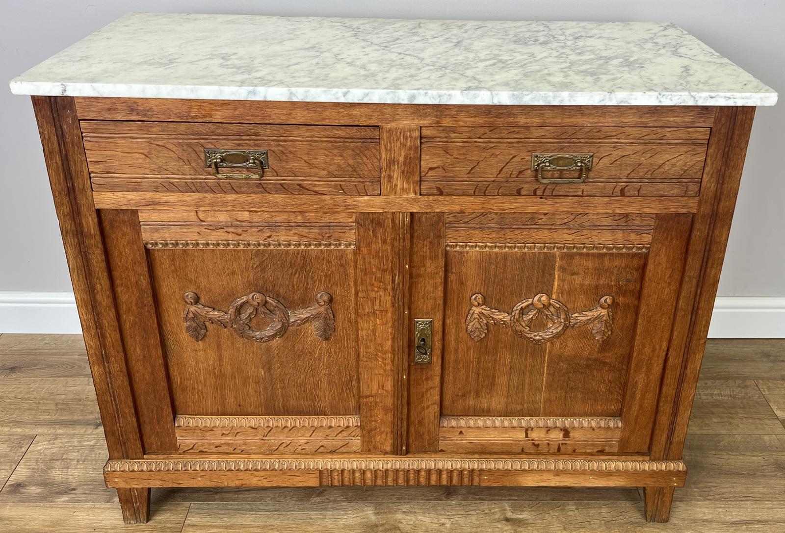Cabinet Antique French Marble Top Sideboard Oak Cupboard (1 of 16) Cabinet Antique French Marble Top Sideboard Oak Cupboard (1 of 16)