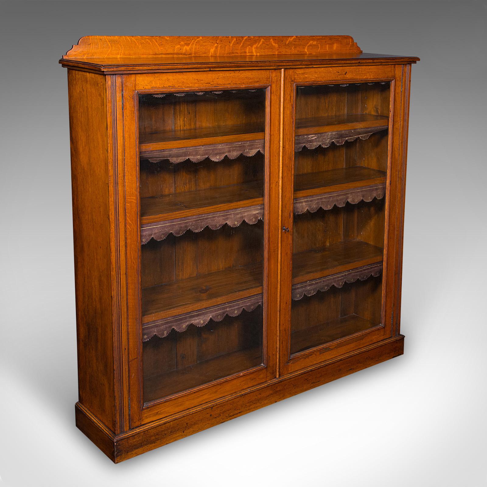 Antique Glazed Bookcase, English, Oak, Display Cabinet, Home Library, Victorian (1 of 12)