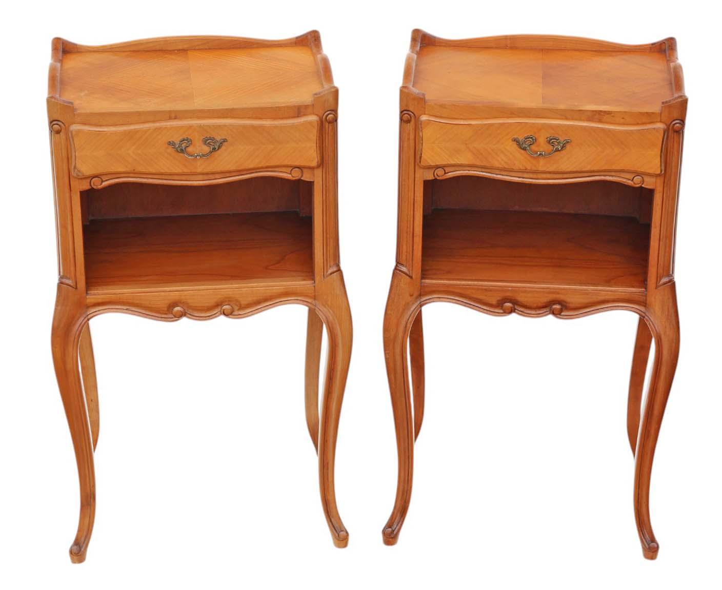 Pair of Quality Vintage Cherry or Walnut Bedside Tables – Nightstands (1 of 7)