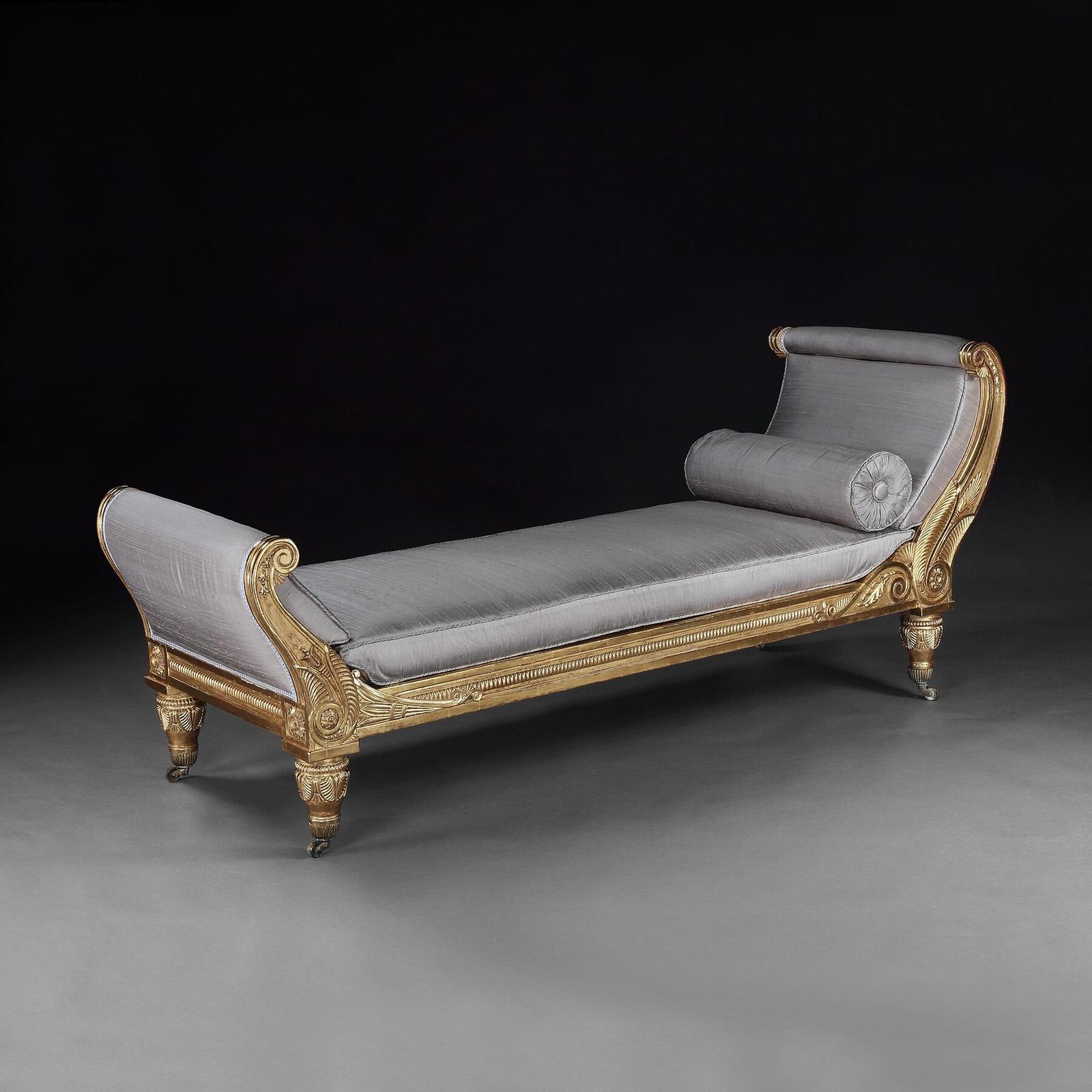 Morel & Hughes Regency Carved Giltwood Daybed Likely Made for Badminton House (1 of 12) Morel & Hughes Regency Carved Giltwood Daybed Likely Made for Badminton House (1 of 12)