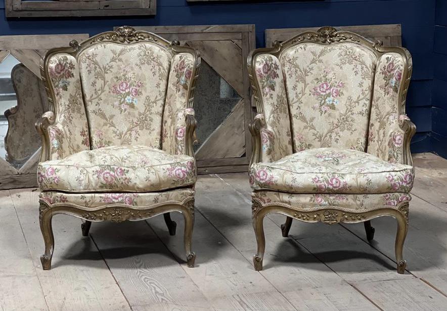 Wonderful Pair French 19th Century Bergere Lounge Chairs (1 of 1) Wonderful Pair French 19th Century Bergere Lounge Chairs (1 of 1)