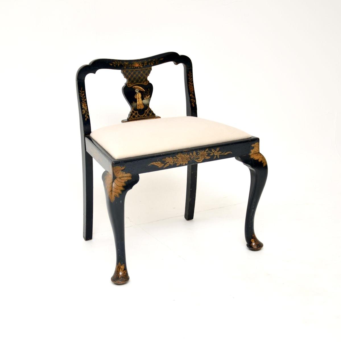 Antique Lacquered Chinoiserie Stool (1 of 10)