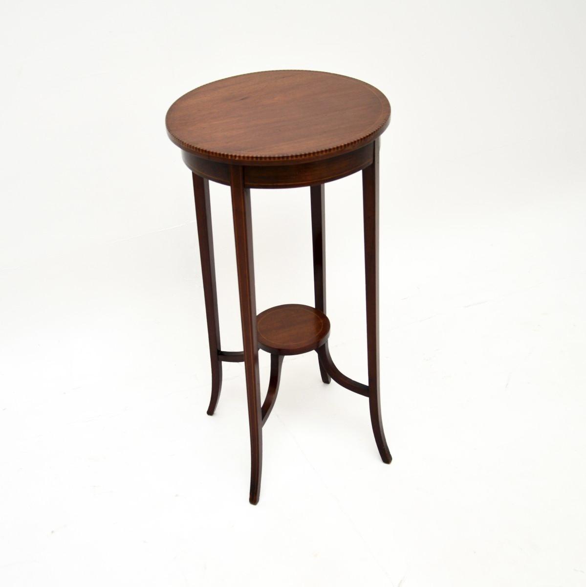 Antique Edwardian Inlaid Mahogany Occasional Side Table (1 of 6)