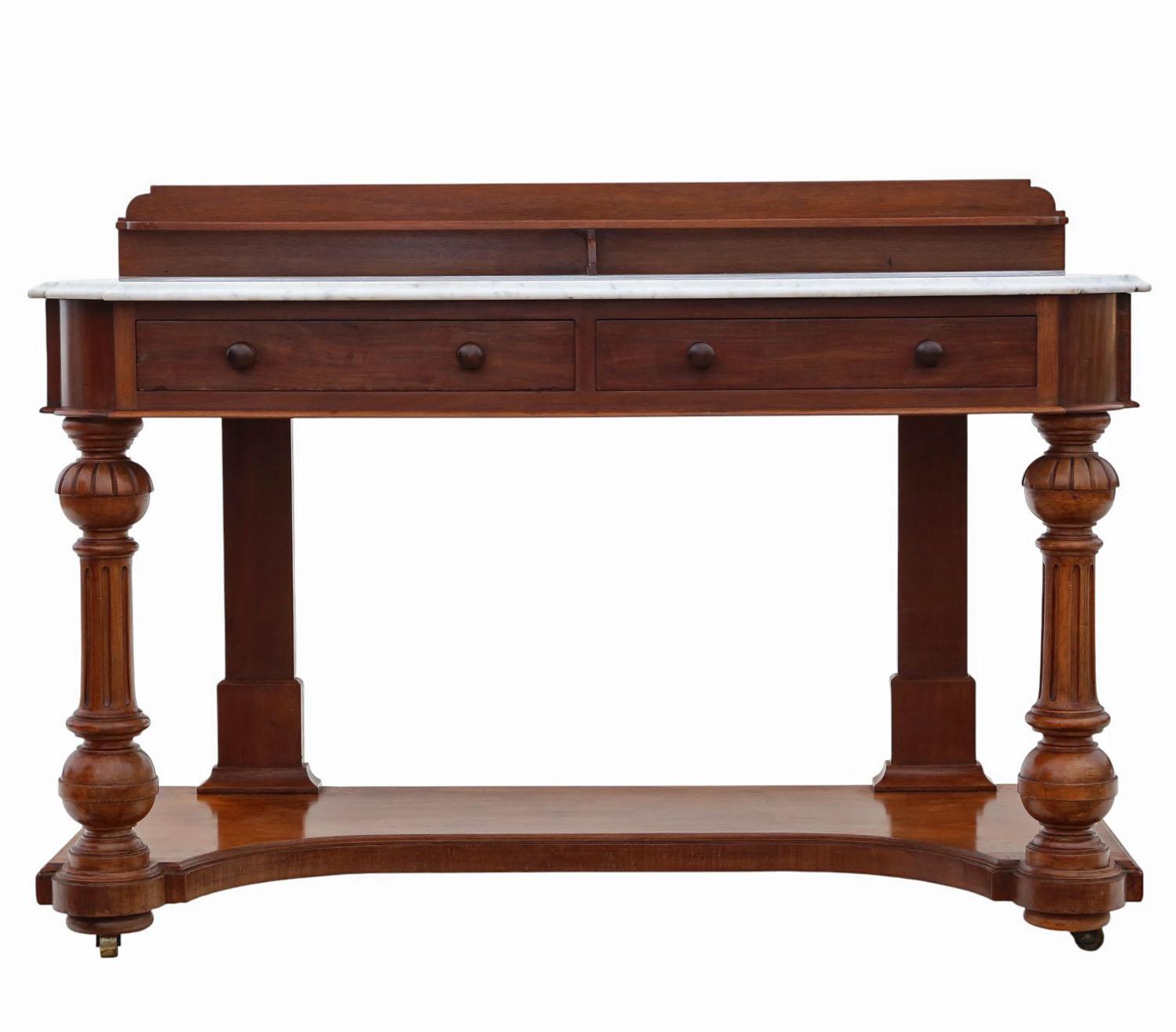 Antique 19th Century Mahogany & Marble Washstand c.1870 – Two-drawer Dressing Table (1 of 8)