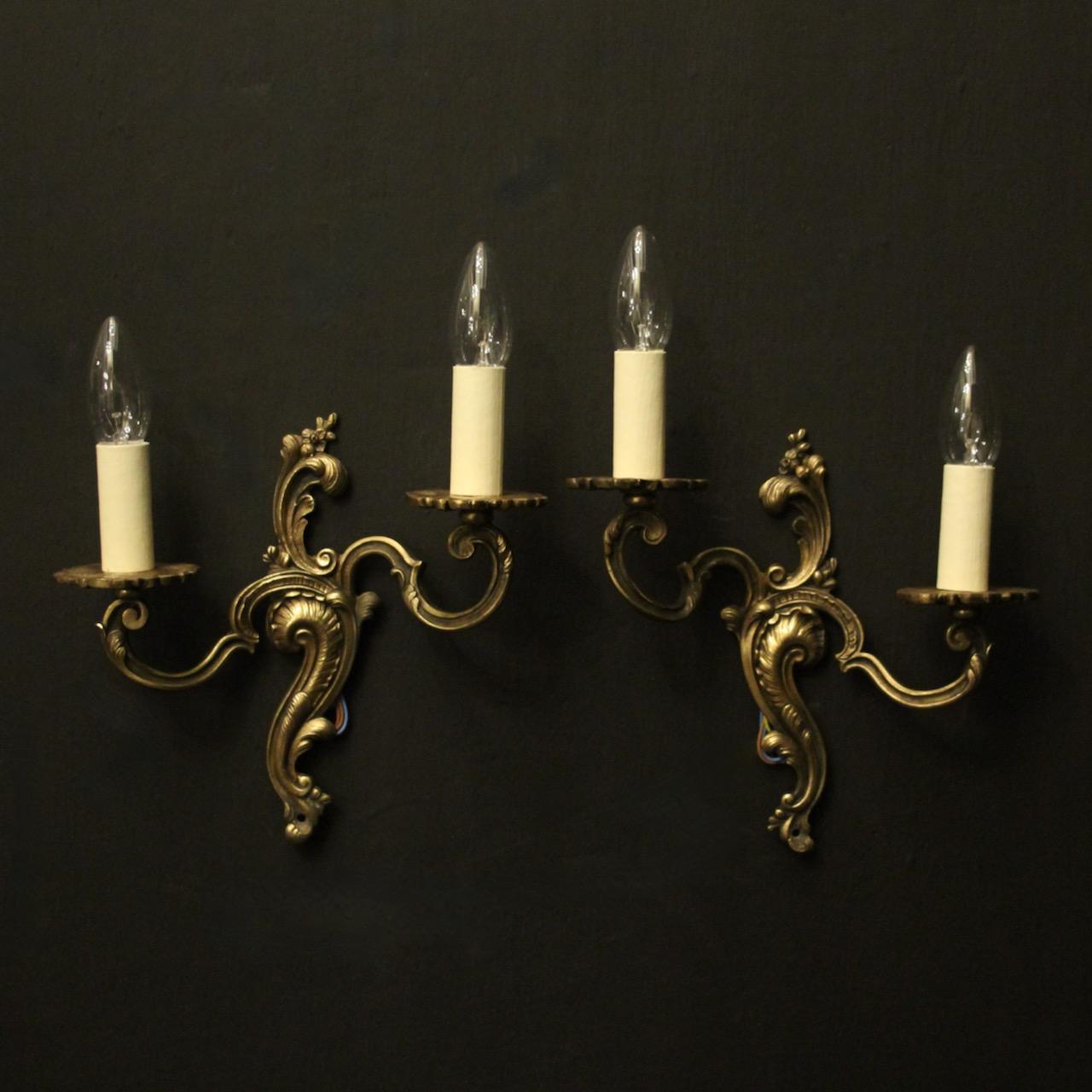 French Pair of Gilded Twin Arm Wall Lights (1 of 10)