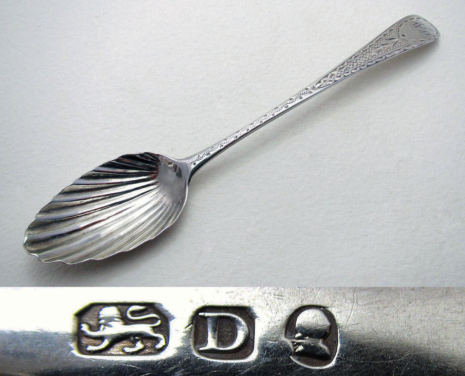 Antique George III Solid Sterling Silver Tea Spoon, Bright-Cut Engraving, Shell Bowl, 18th Century English Georgian Hallmarked 1799 (1 of 8) Antique George III Solid Sterling Silver Tea Spoon, Bright-Cut Engraving, Shell Bowl, 18th Century English Georgian Hallmarked 1799 (1 of 8)