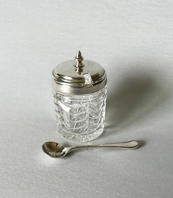 Superb Silver & Cut Glass Mustard Pot & Spoon (1 of 10)
