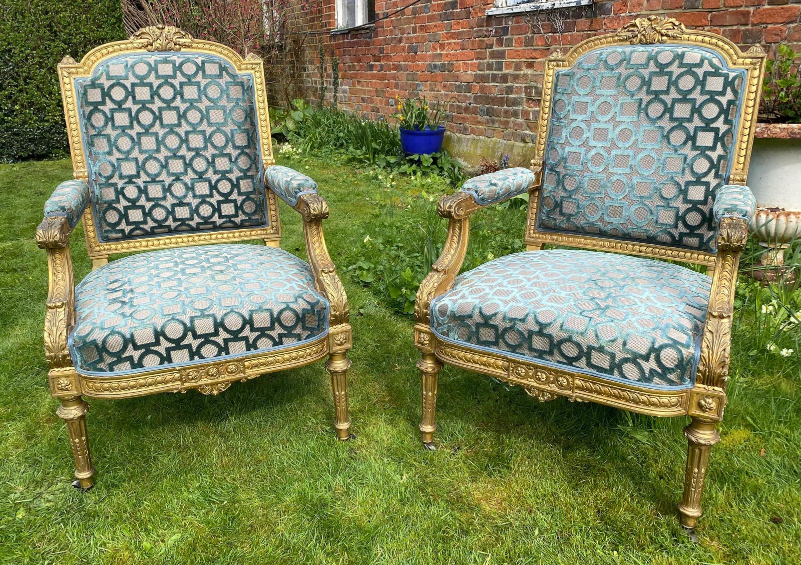 Pair of French 19th Century Armchairs in Gilt (1 of 6) Pair of French 19th Century Armchairs in Gilt (1 of 6)