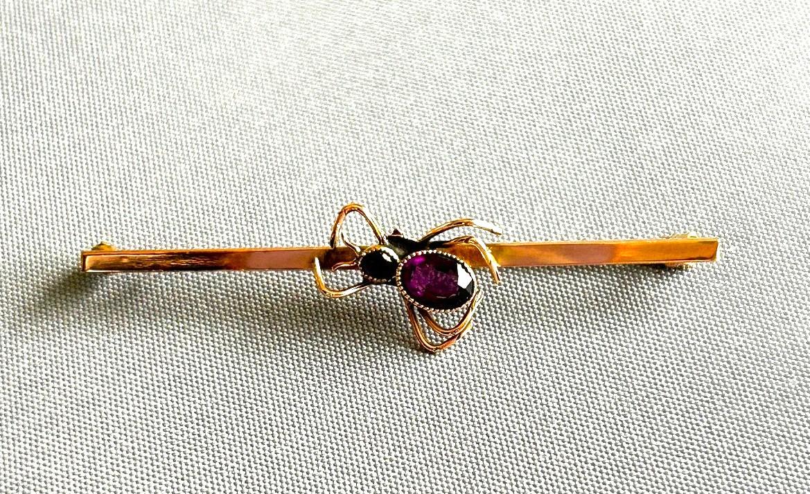 18ct Gold & Amethyst Edwardian Spider Brooch (1 of 6)