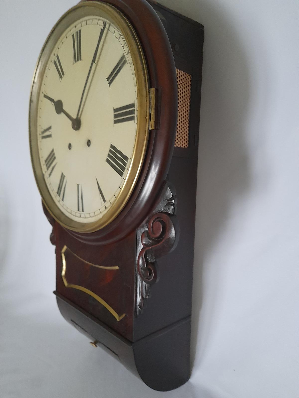 Mahogany Striking Drop-Dial Wall Clock (1 of 5)