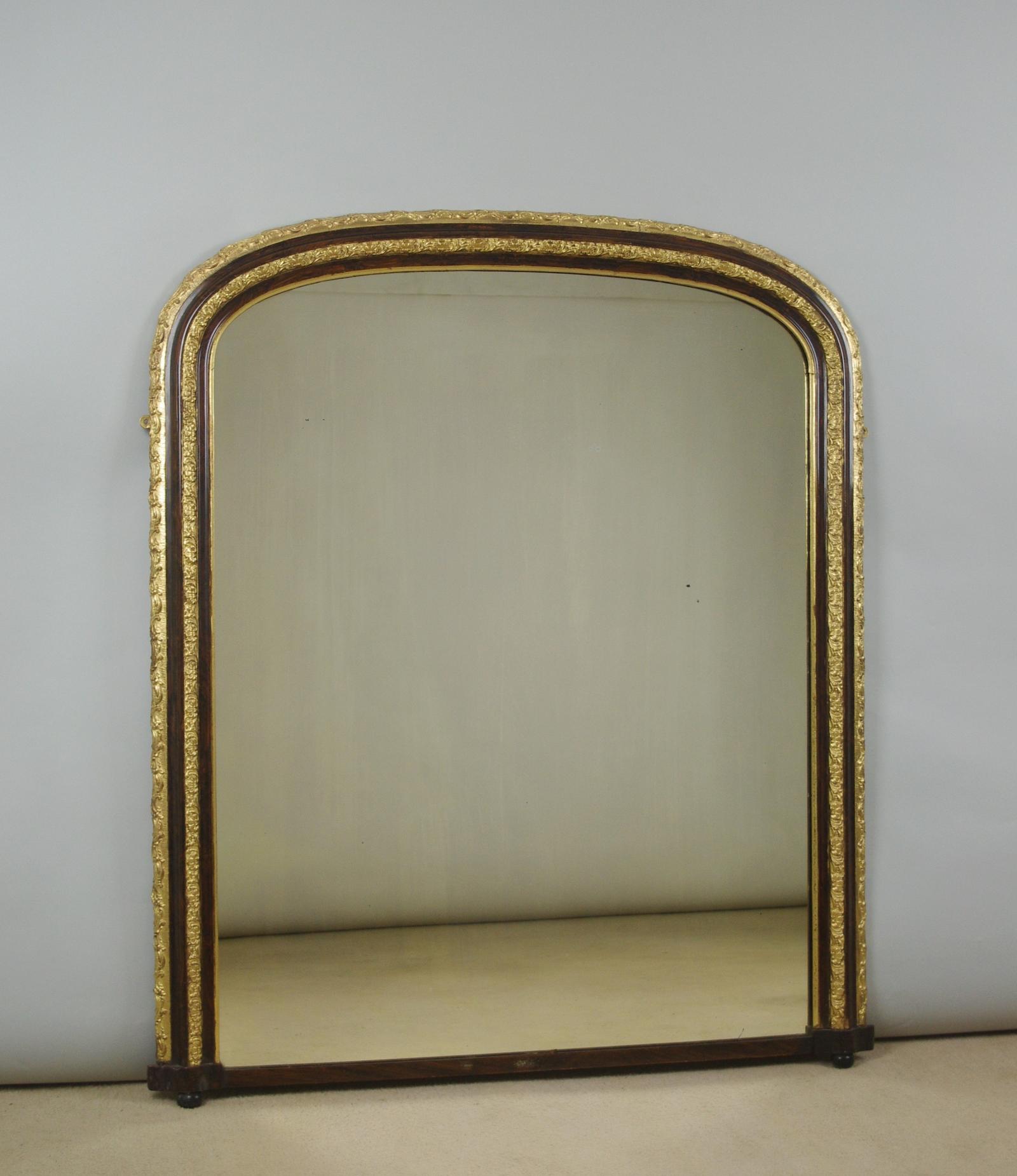 Victorian Simulated Wood & Gilt Arch Top Overmantle Mirror (1 of 10)