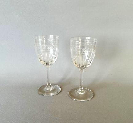 Lovely Pair of Victorian Cut Sherry / Port Glasses (1 of 5)