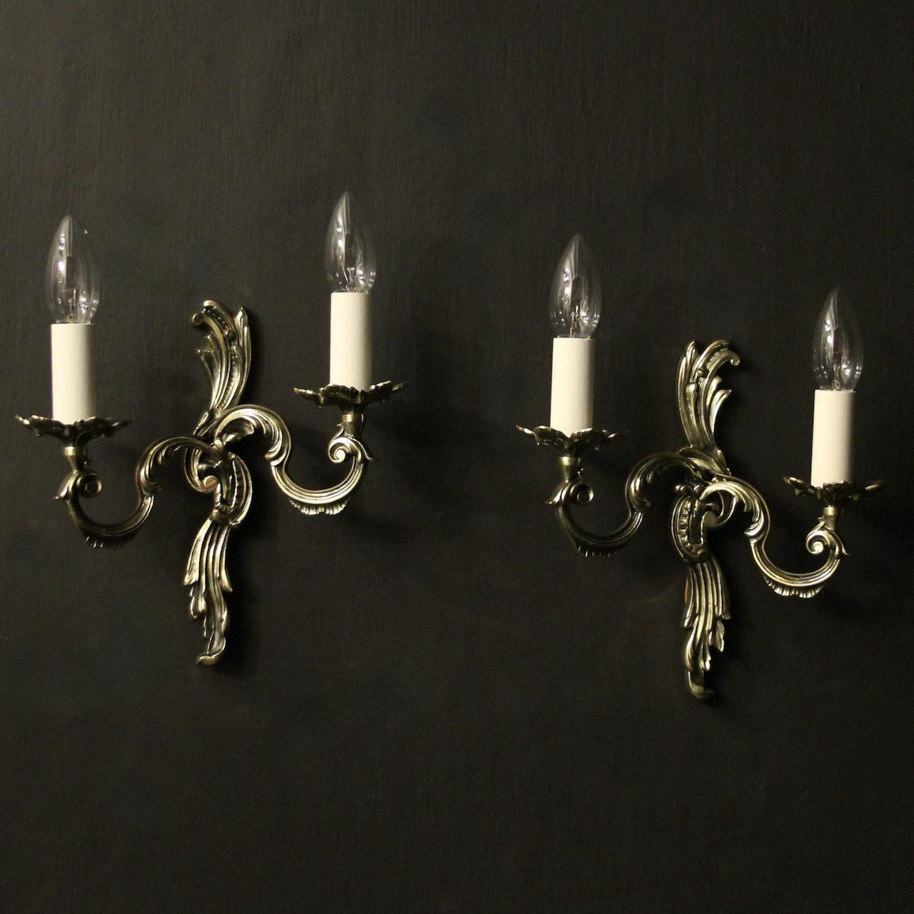 French Pair of Brass Antique Wall Lights (1 of 10) French Pair of Brass Antique Wall Lights (1 of 10)