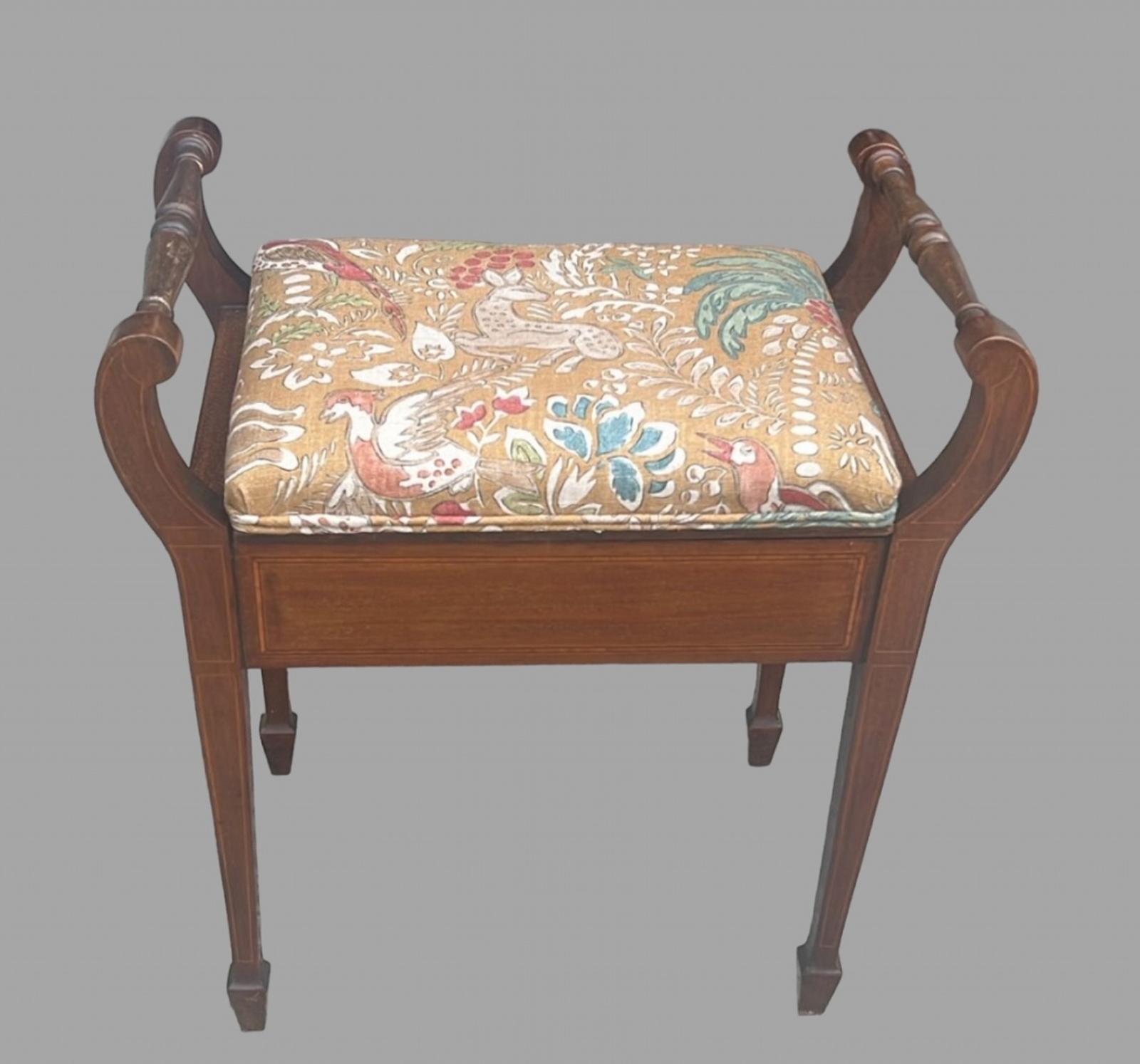 An Attractive Edwardian Inlaid Mahogany Piano Stool (1 of 5)