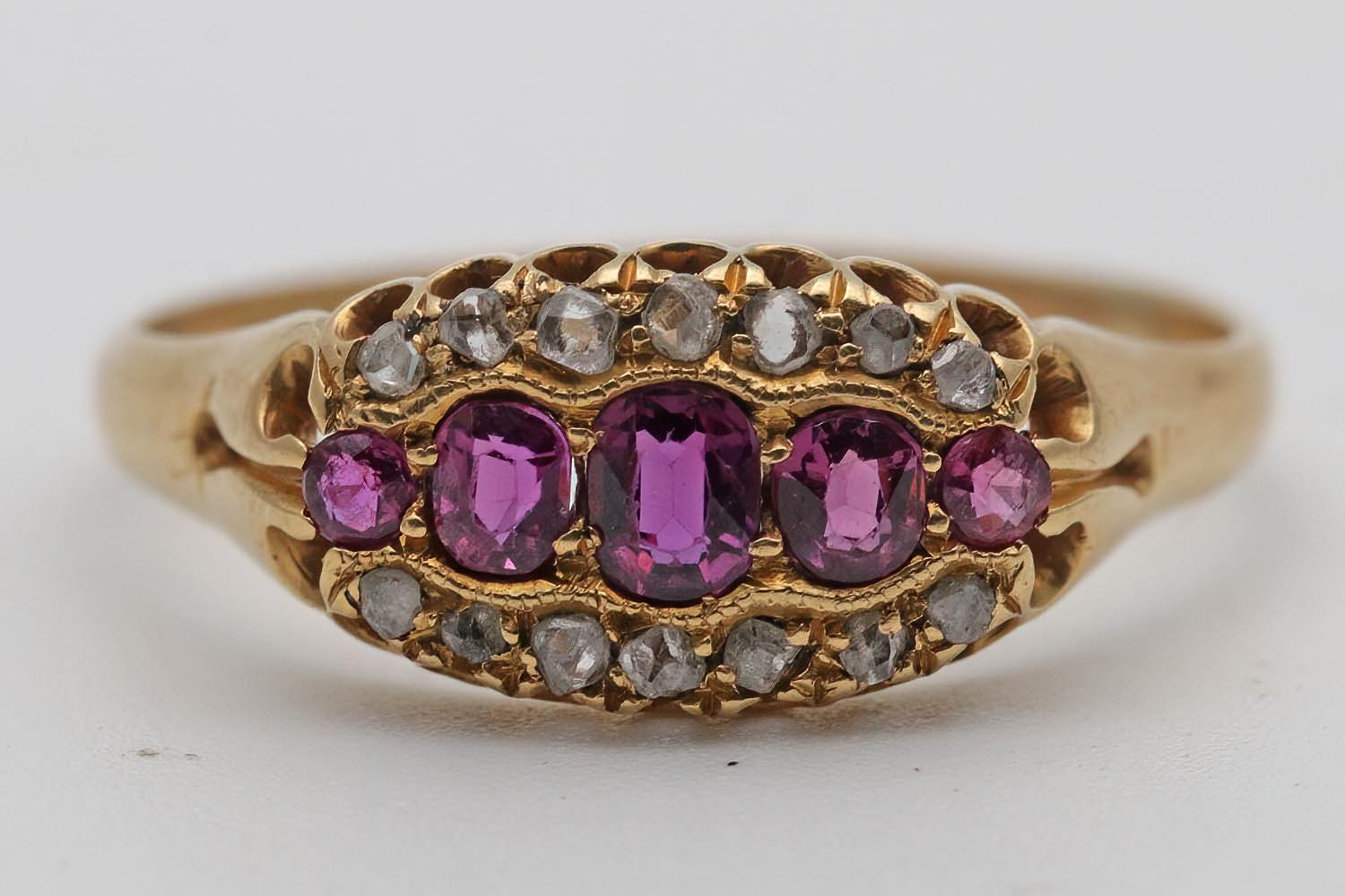Edwardian 18ct Gold Ruby & Diamond Ring (1 of 3)