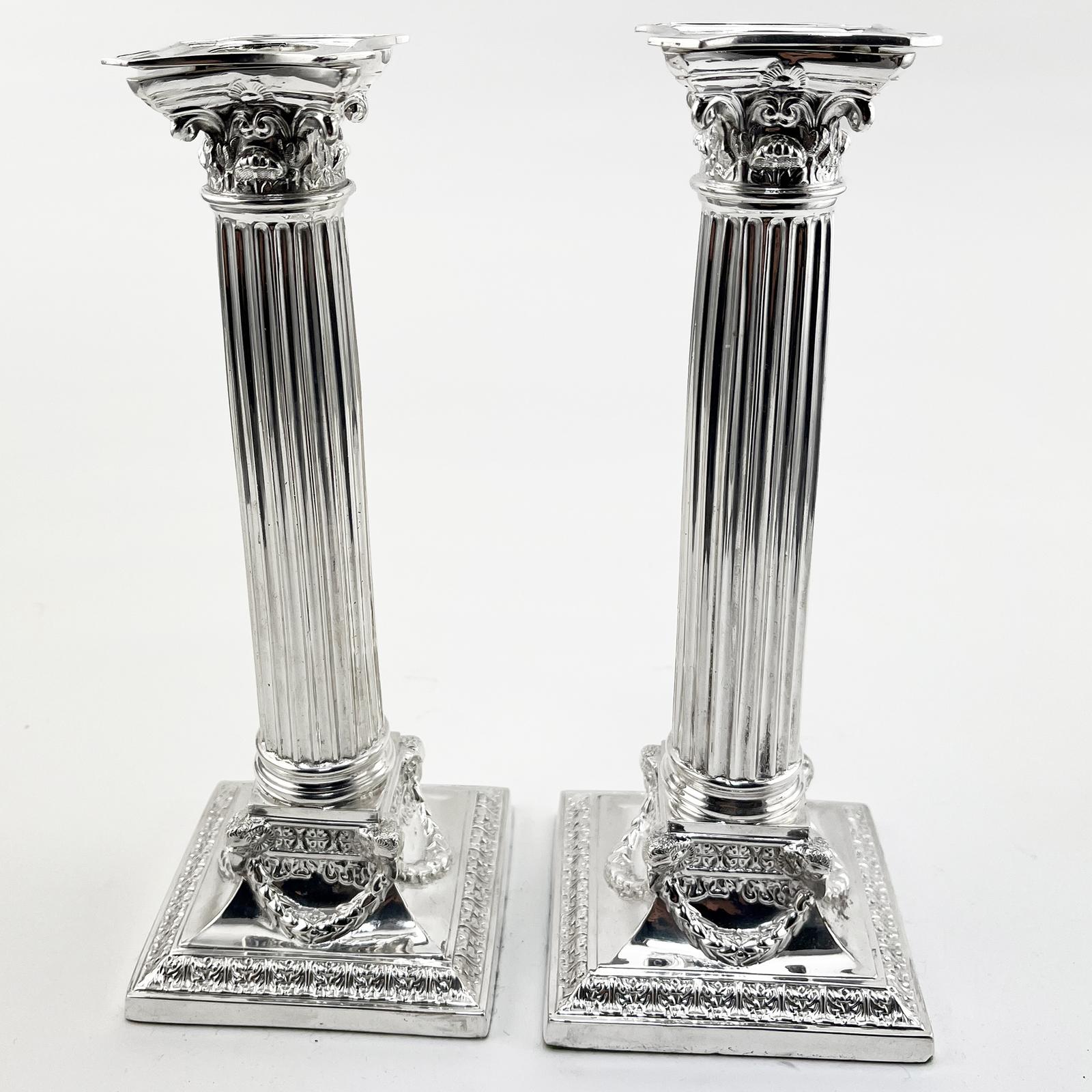19th Century Silver Candlesticks - main image