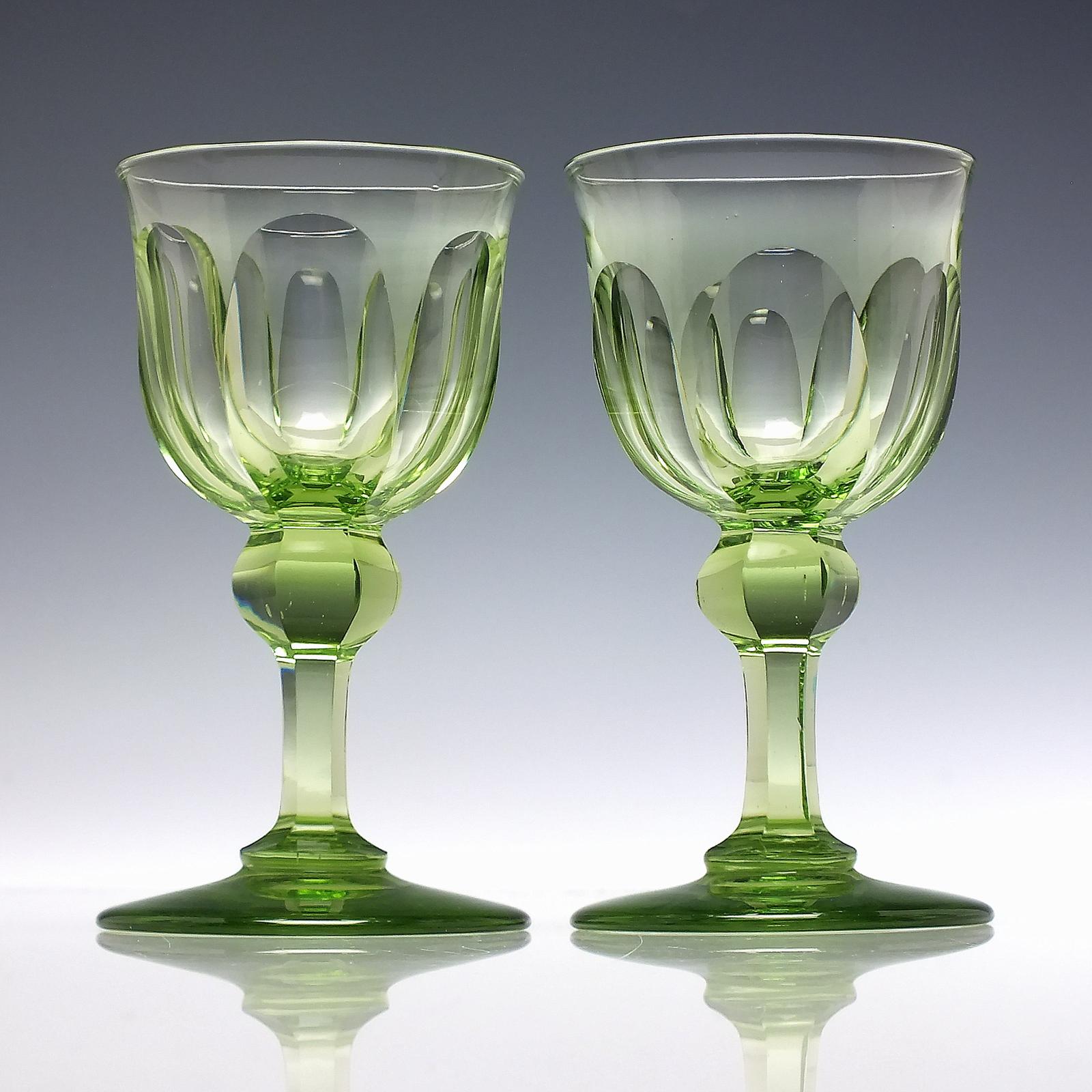 Pair of Antique Richardson Green Wine Glasses c.1840 (1 of 8)
