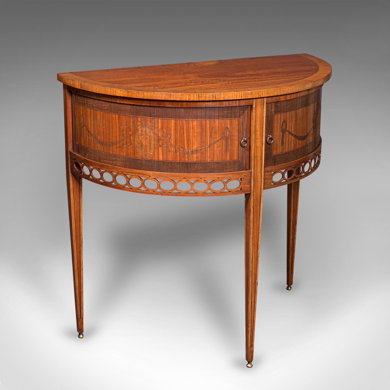 Antique Demi Lune Crystal Cabinet, English, Table, Georgian Revival, Victorian (1 of 12)