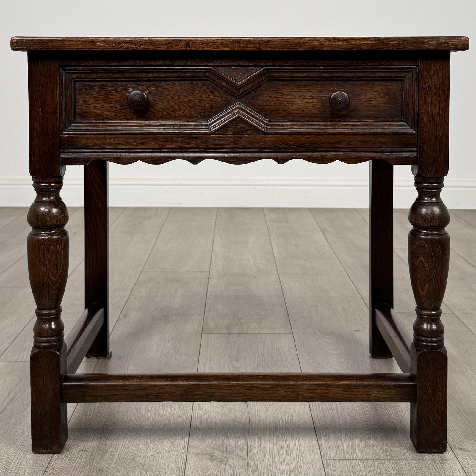 Antique 20th Century Geometric Side Table In Oak (1 of 11)