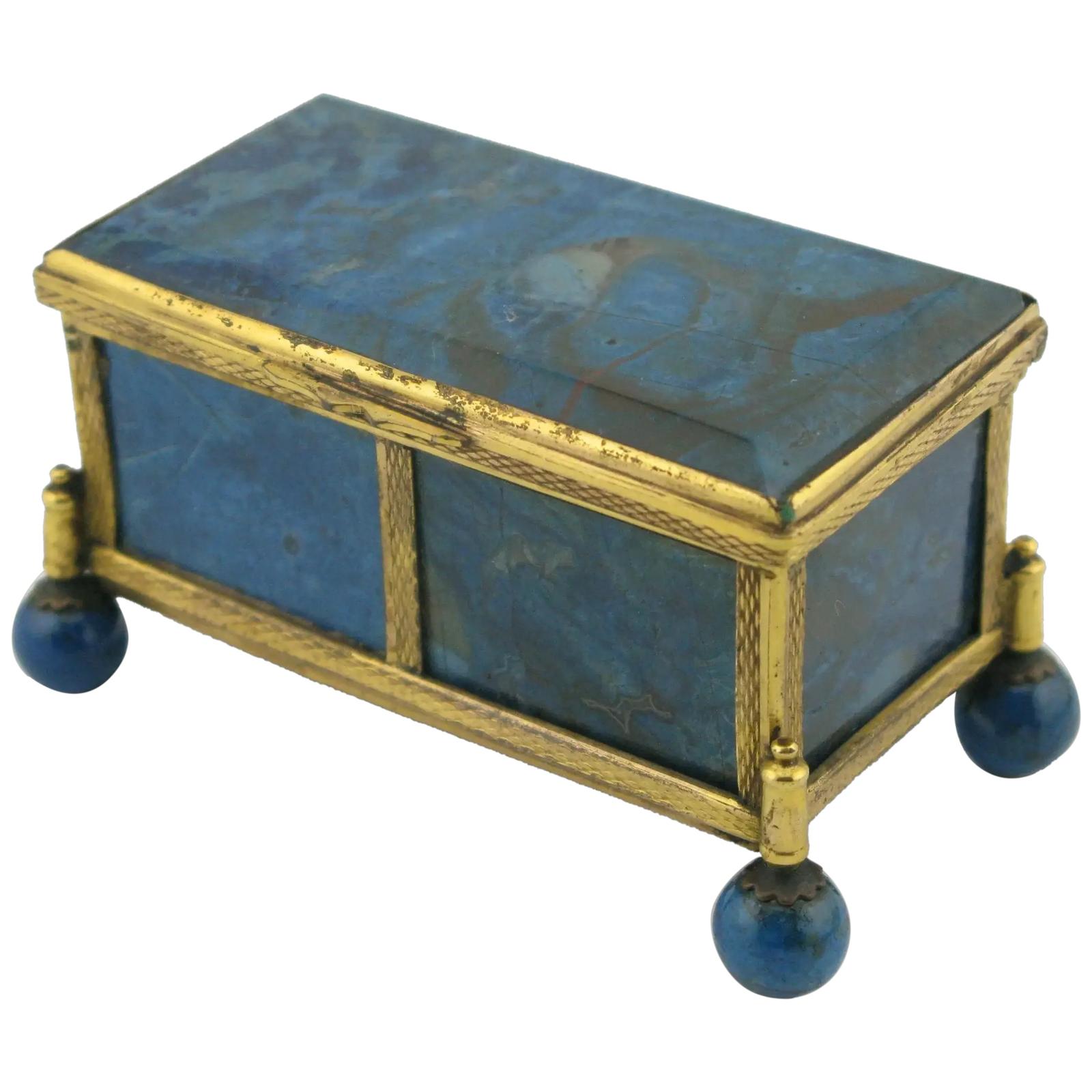 19th Century Lapis Lazuli & Gilt Metal Miniature Casket (1 of 15)