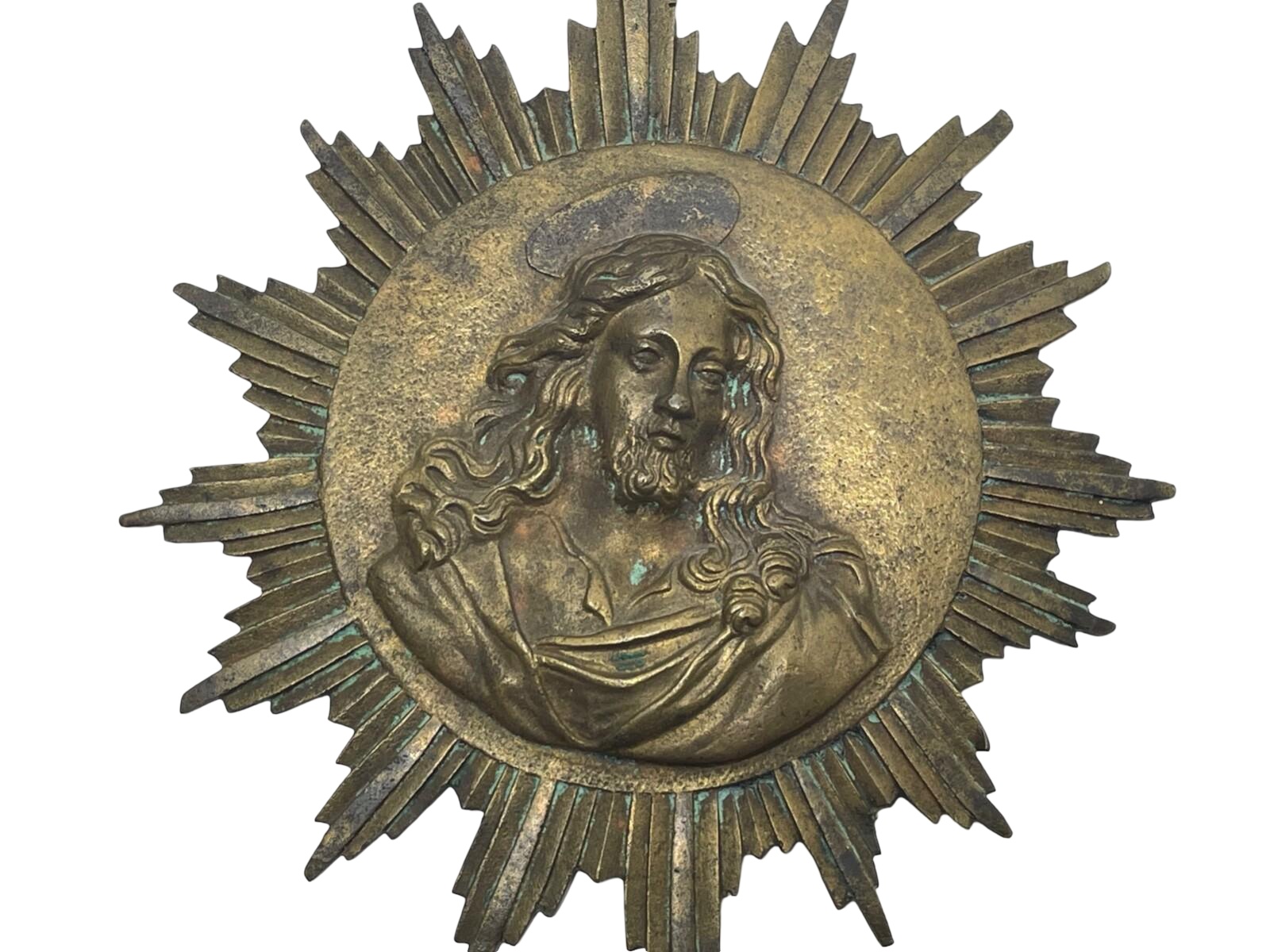 19th-century French Convent Brass Jesus Christ Sunburst Devotional Wall Plaque (1 of 13) 19th-century French Convent Brass Jesus Christ Sunburst Devotional Wall Plaque (1 of 13)