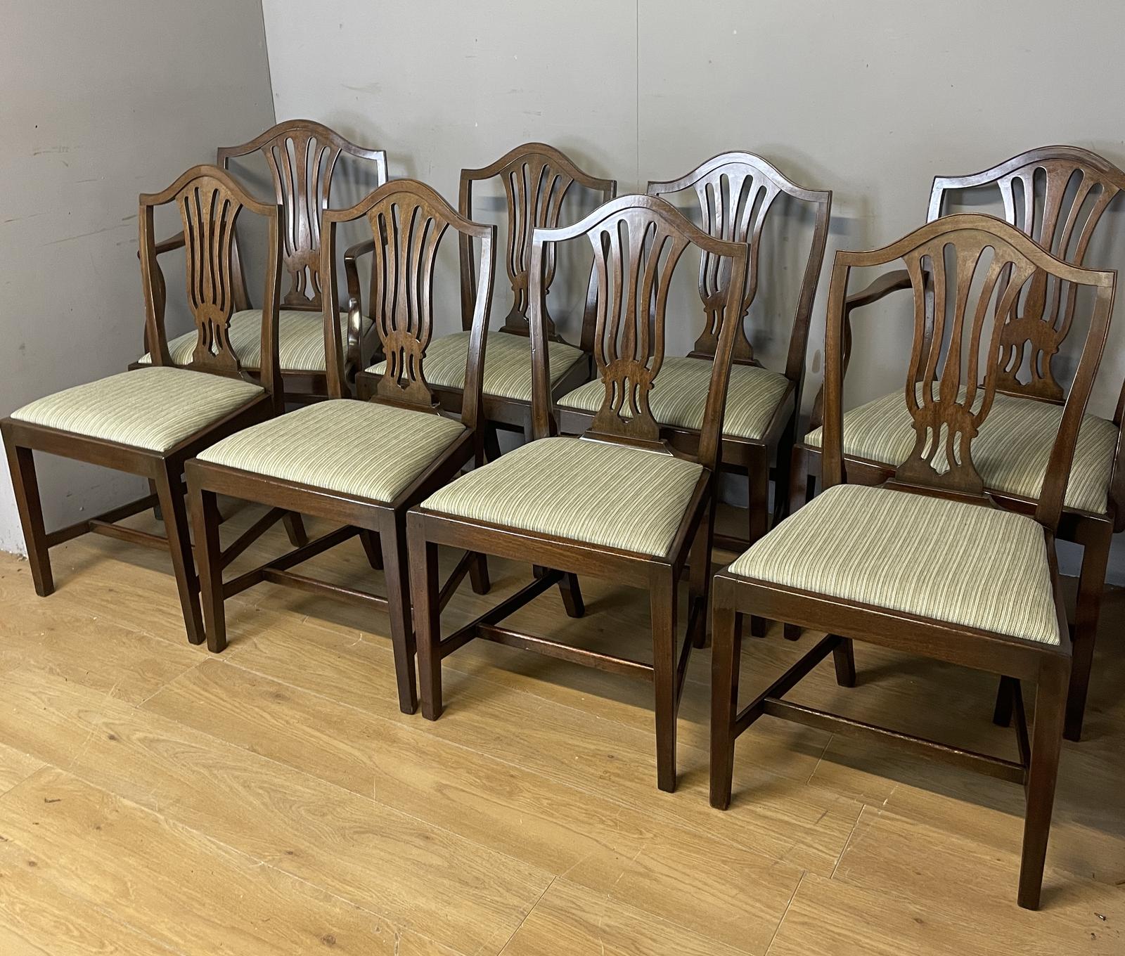 Set of 8 Edwardian Mahogany Hepplewhite Style Dining Chairs (1 of 18)