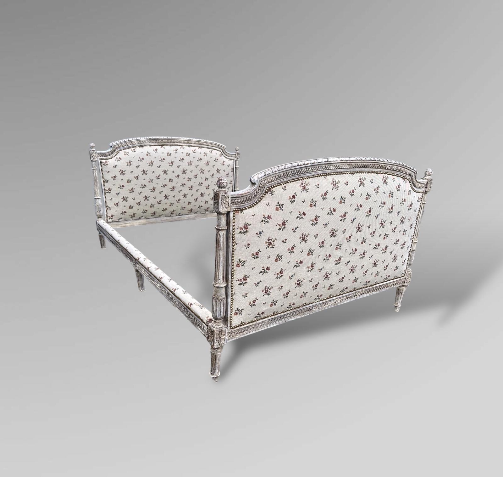 Vintage French Upholstered Double Bed Frame (1 of 13)