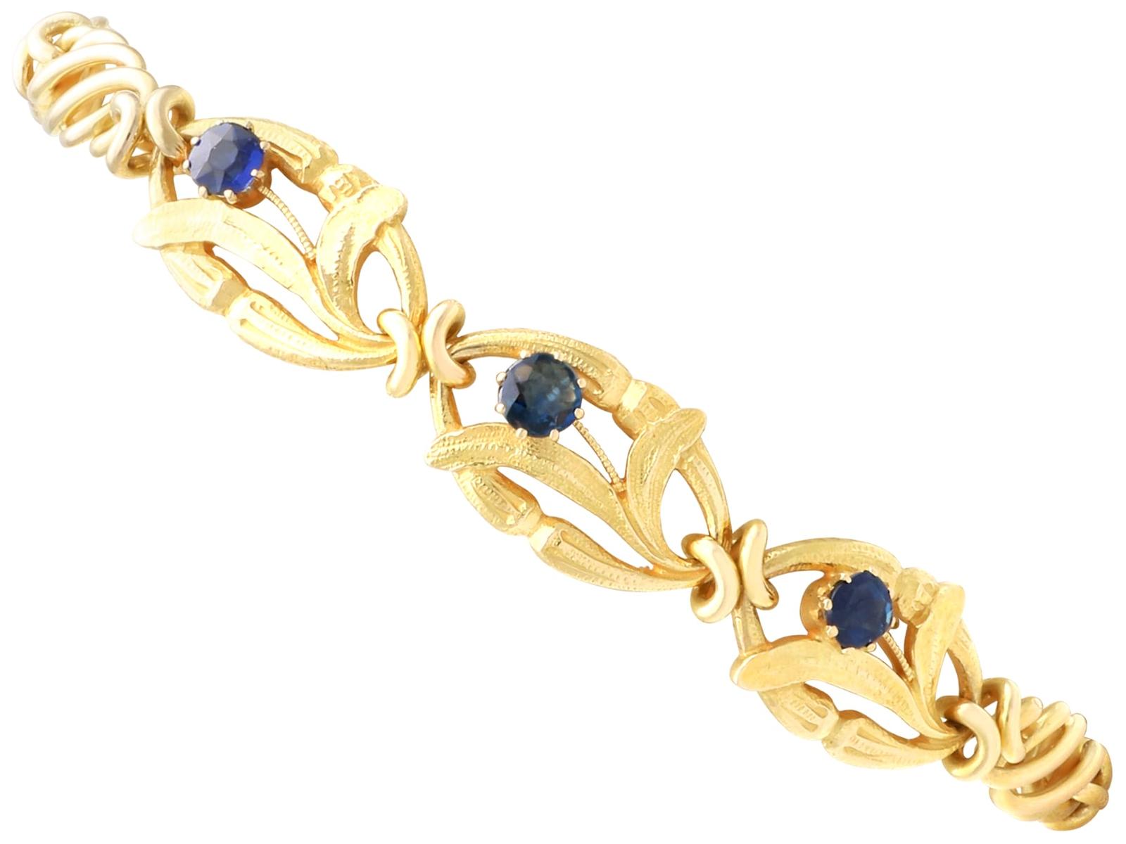Antique 0.20ct Basaltic Sapphire and 18k Yellow Gold Bracelet Circa 1925 (1 of 16)