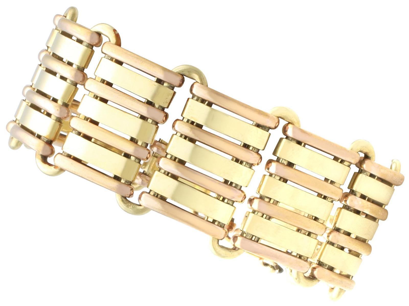 Art Deco Style 14ct Rose Gold & 14ct Yellow Gold Bracelet c.1935 (1 of 12)