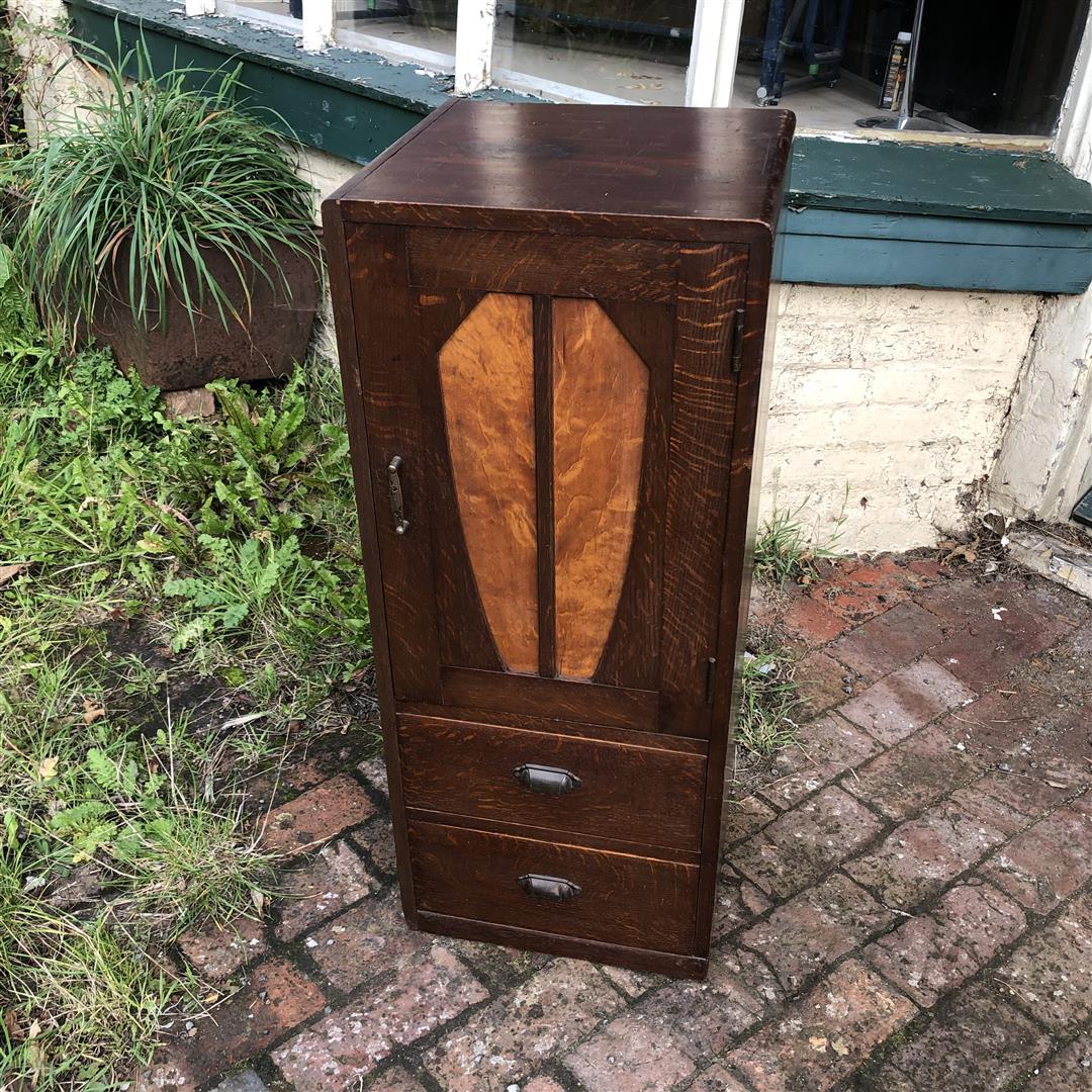 Vintage Oak Japanese Tall Bedside Cabinet (1 of 13)