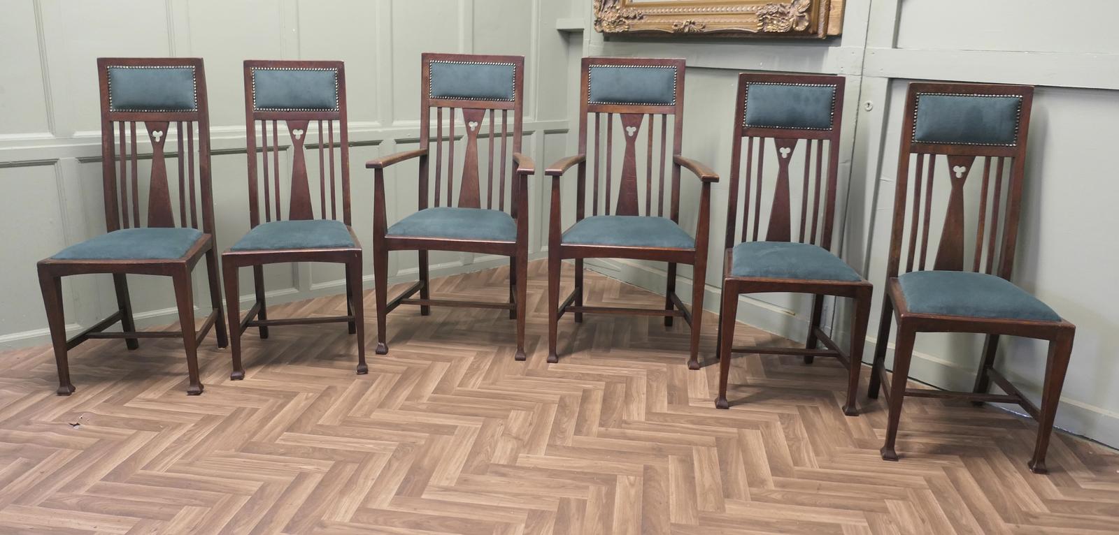 Set of 6 Arts and Crafts Dining Chairs (1 of 6)