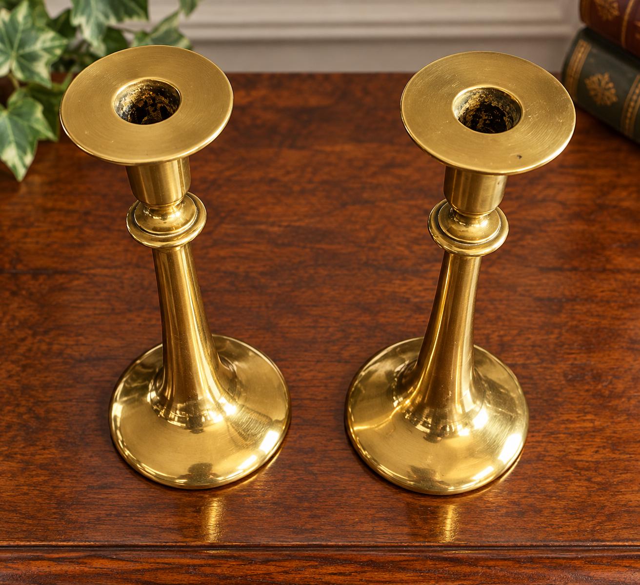 Pair of Brass, Art Nouveau, Candlesticks C1910 (1 of 5) Pair of Brass, Art Nouveau, Candlesticks C1910 (1 of 5)
