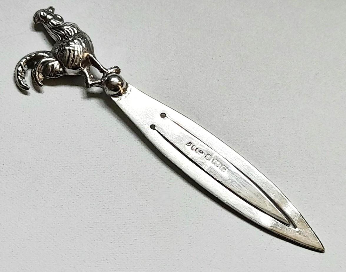 Rare George V Novelty Silver Rooster Bookmark (1 of 6)