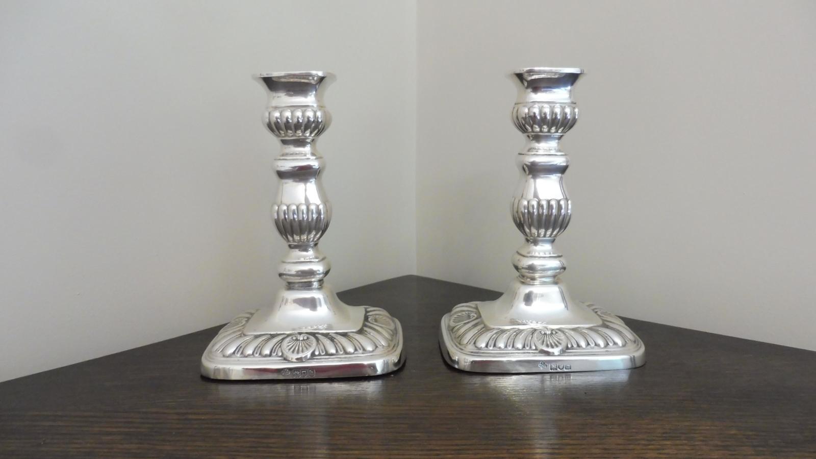 Pair of Edwardian Silver Candlesticks (1 of 12)