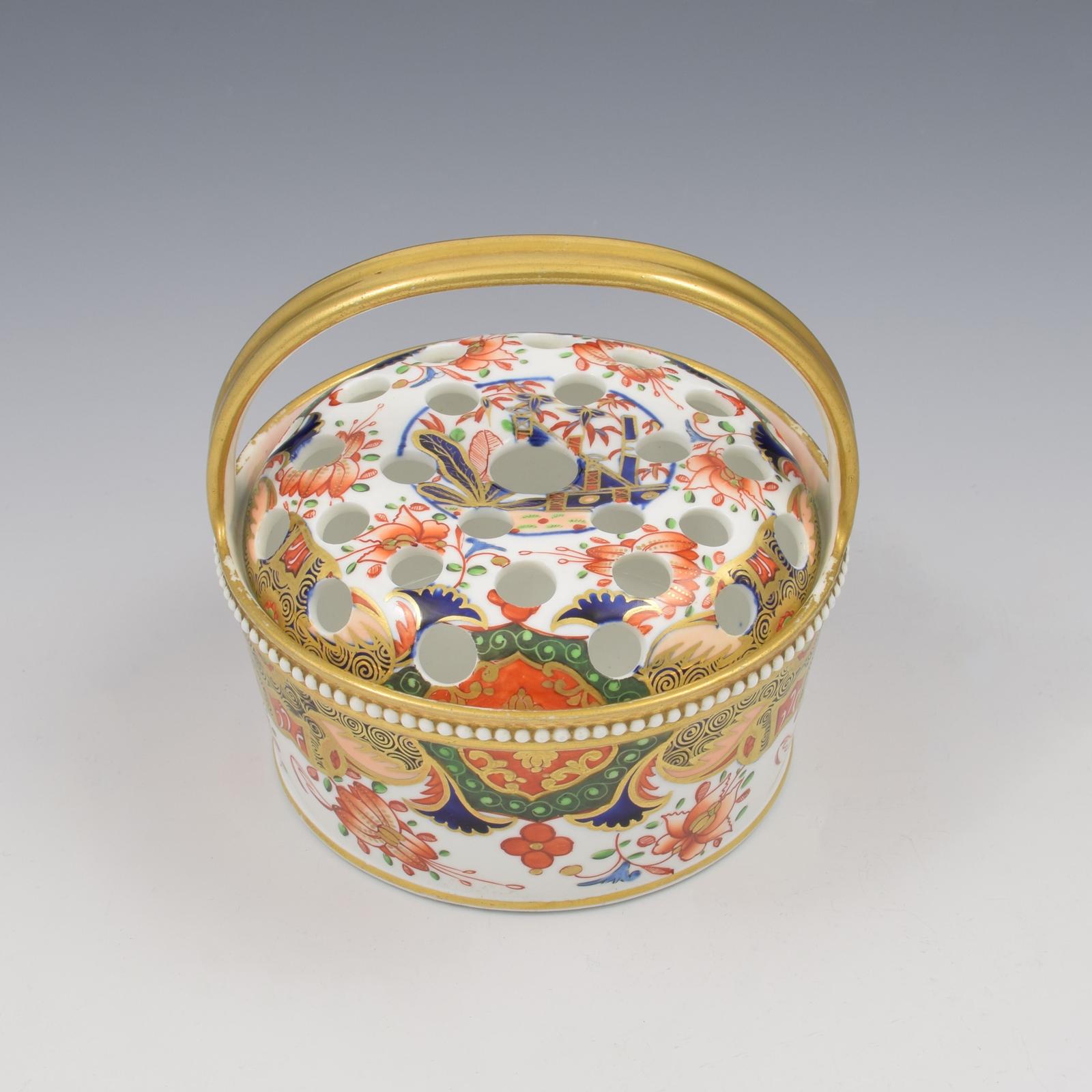 Spode Porcelain Bow Handled Bucket 967 Pot Pourri / Violet Pot c.1820 (1 of 14)