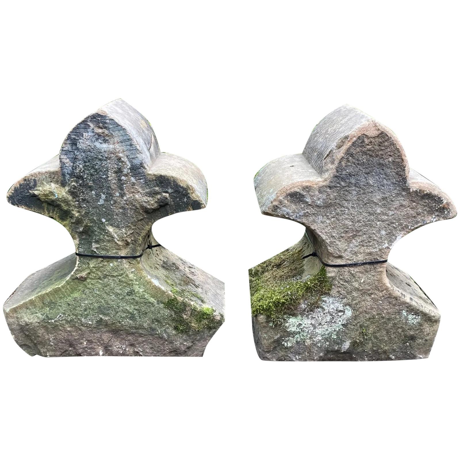 Pair of 19th Century Carved Stone Fleur De Lis Finials Cappings (1 of 48)