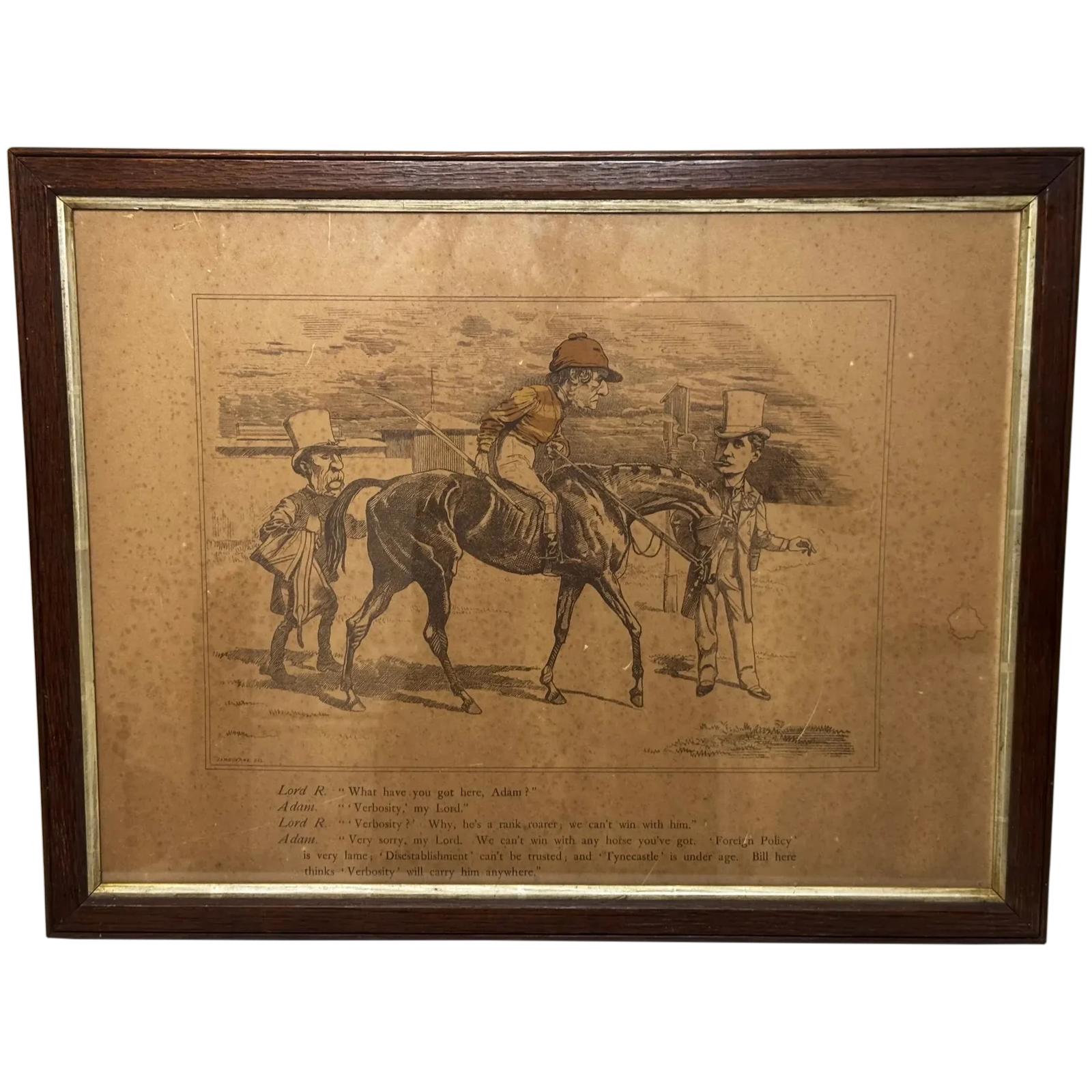 Political Print William Gladstone As Lord Rosebery's Jockey On Horse Verbosity (1 of 32)