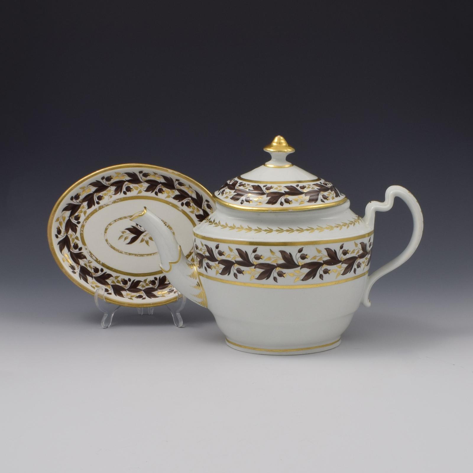 Flight & Barr Period Worcester Porcelain Teapot & Stand c.1800 (1 of 10)