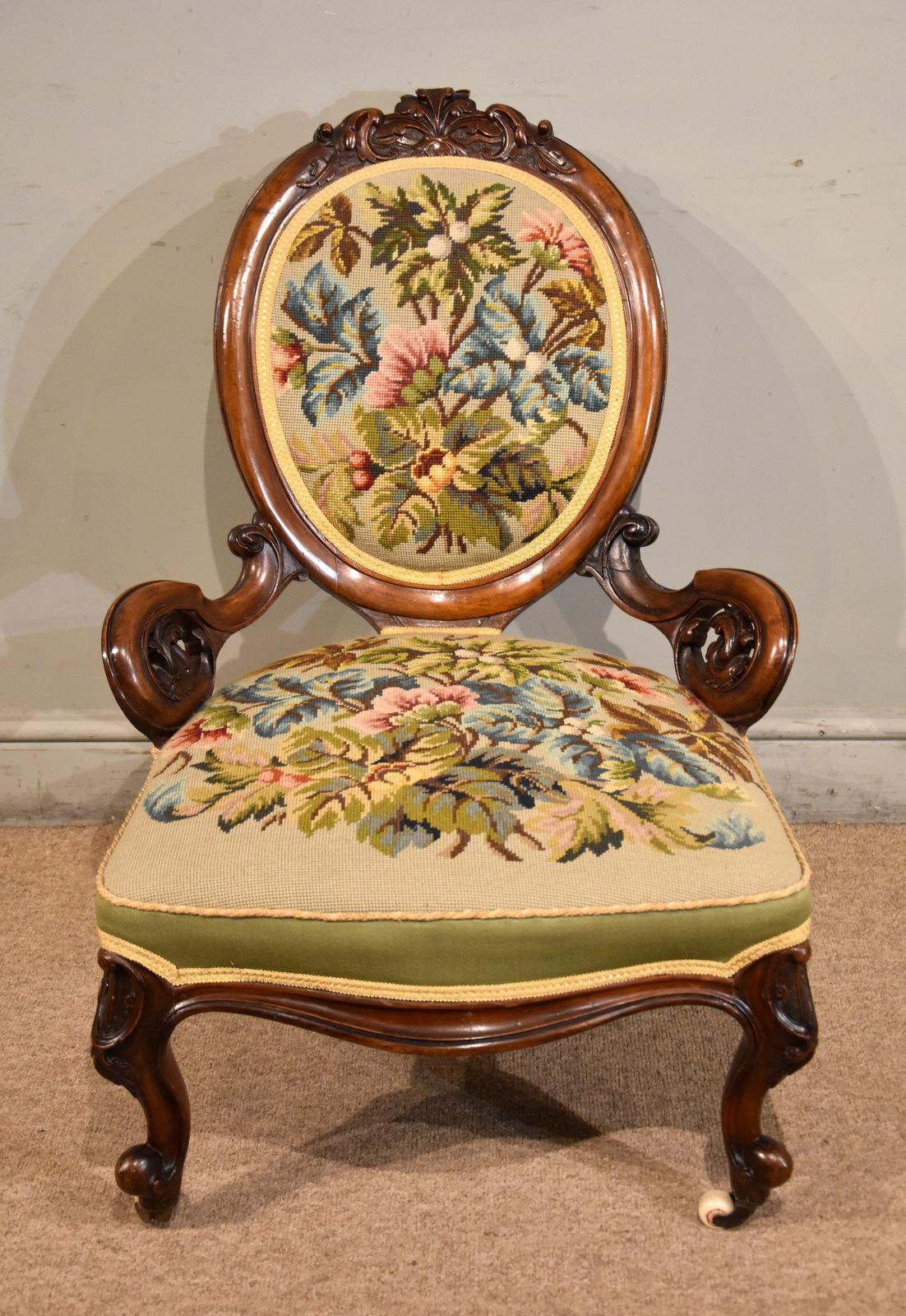 Early Victorian Carved Walnut Parlour Chair (1 of 1) Early Victorian Carved Walnut Parlour Chair (1 of 1)