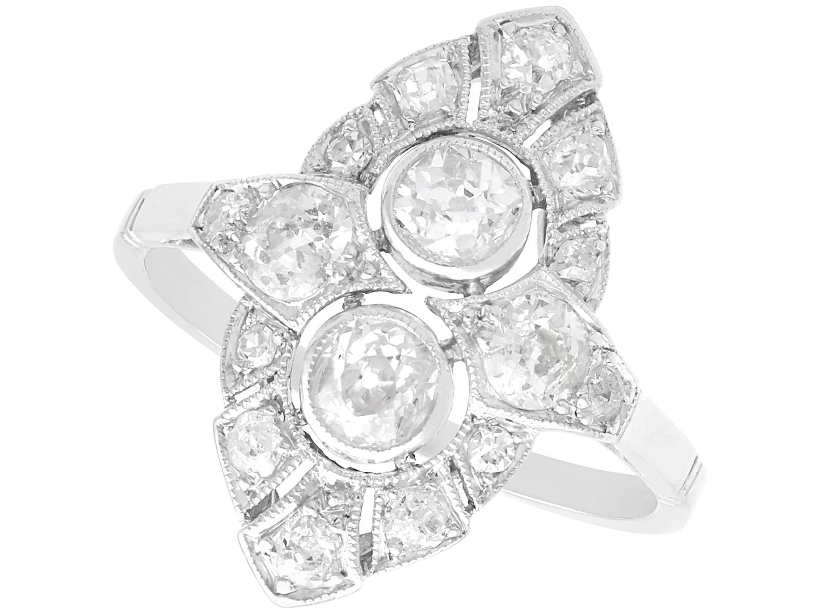 Antique Art Deco 1.46ct Diamond & Platinum Dress Ring c.1920 (1 of 14)