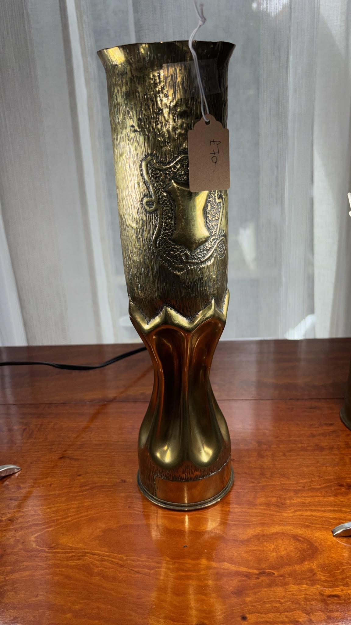 Brass Vase from World War 1 Artillery Shell (1 of 1) Brass Vase from World War 1 Artillery Shell (1 of 1)