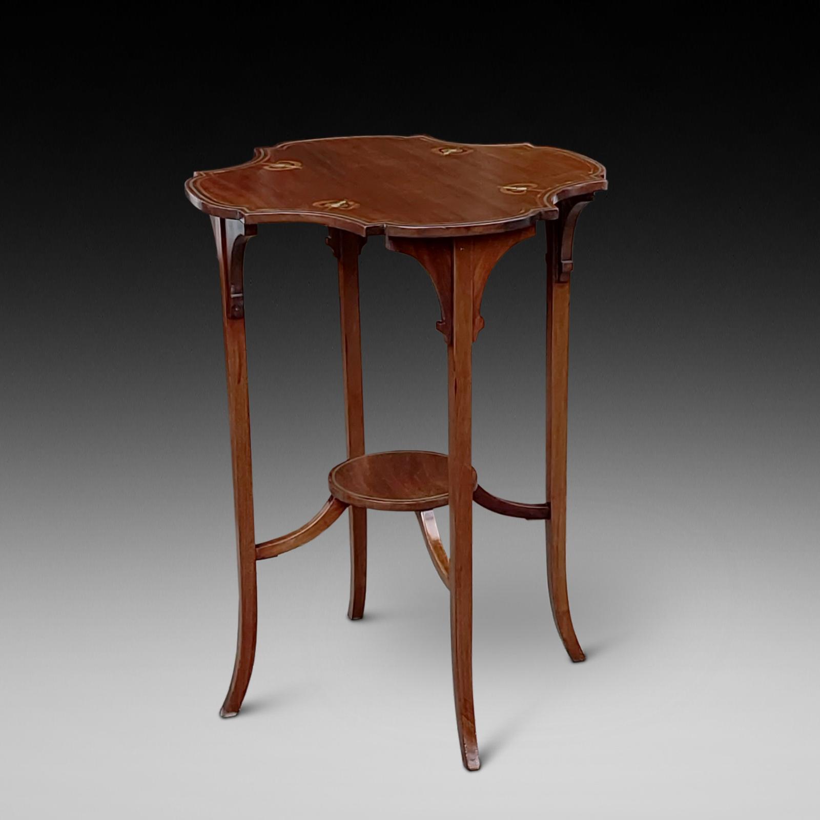 Edwardian Mahogany Art Nouveau Inlaid Occasional Table (1 of 7)