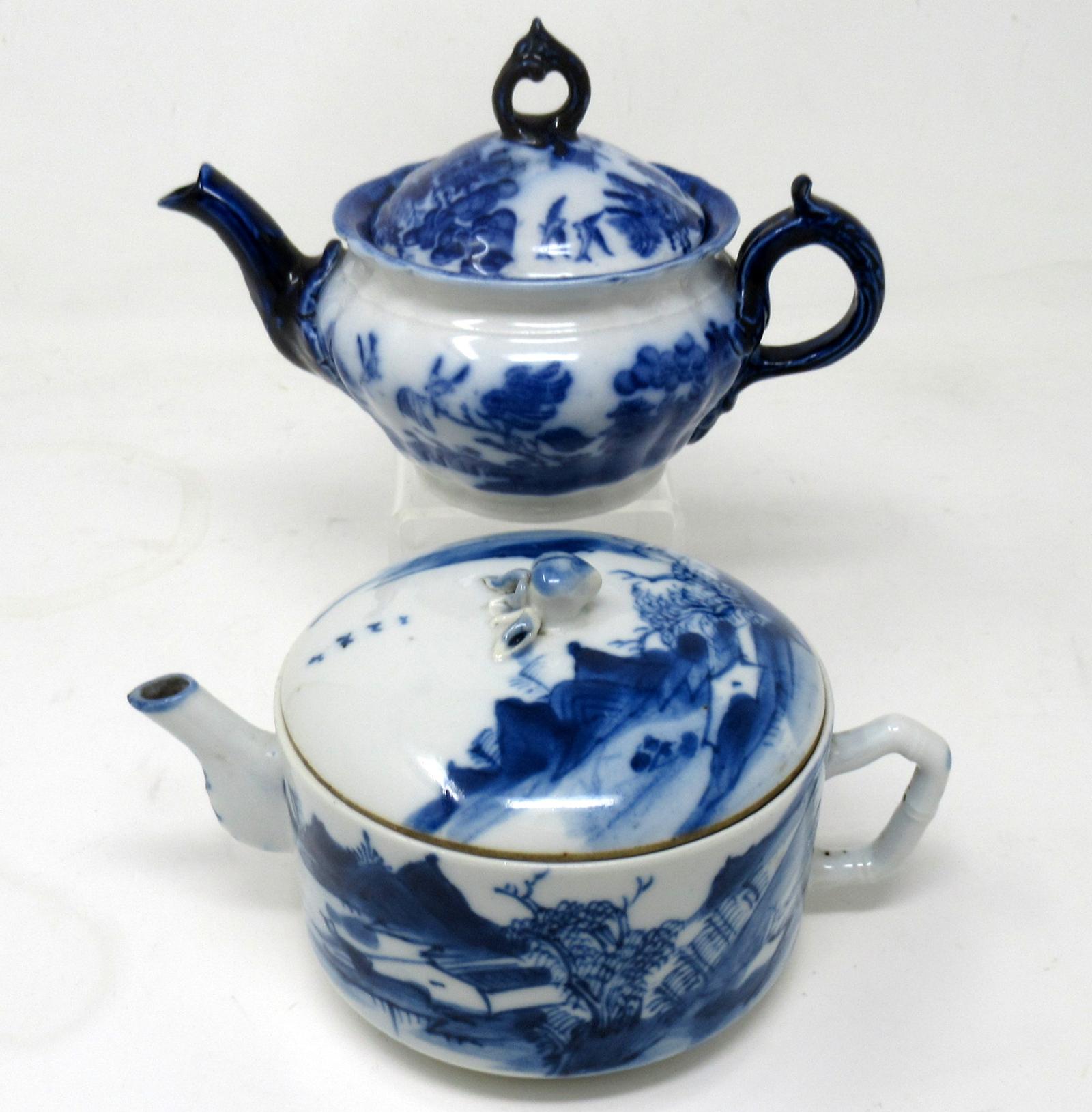 Antique Chinese Blue White Qing Dynasty and English Flo Blue Victorian Teapot (1 of 11) Antique Chinese Blue White Qing Dynasty and English Flo Blue Victorian Teapot (1 of 11)