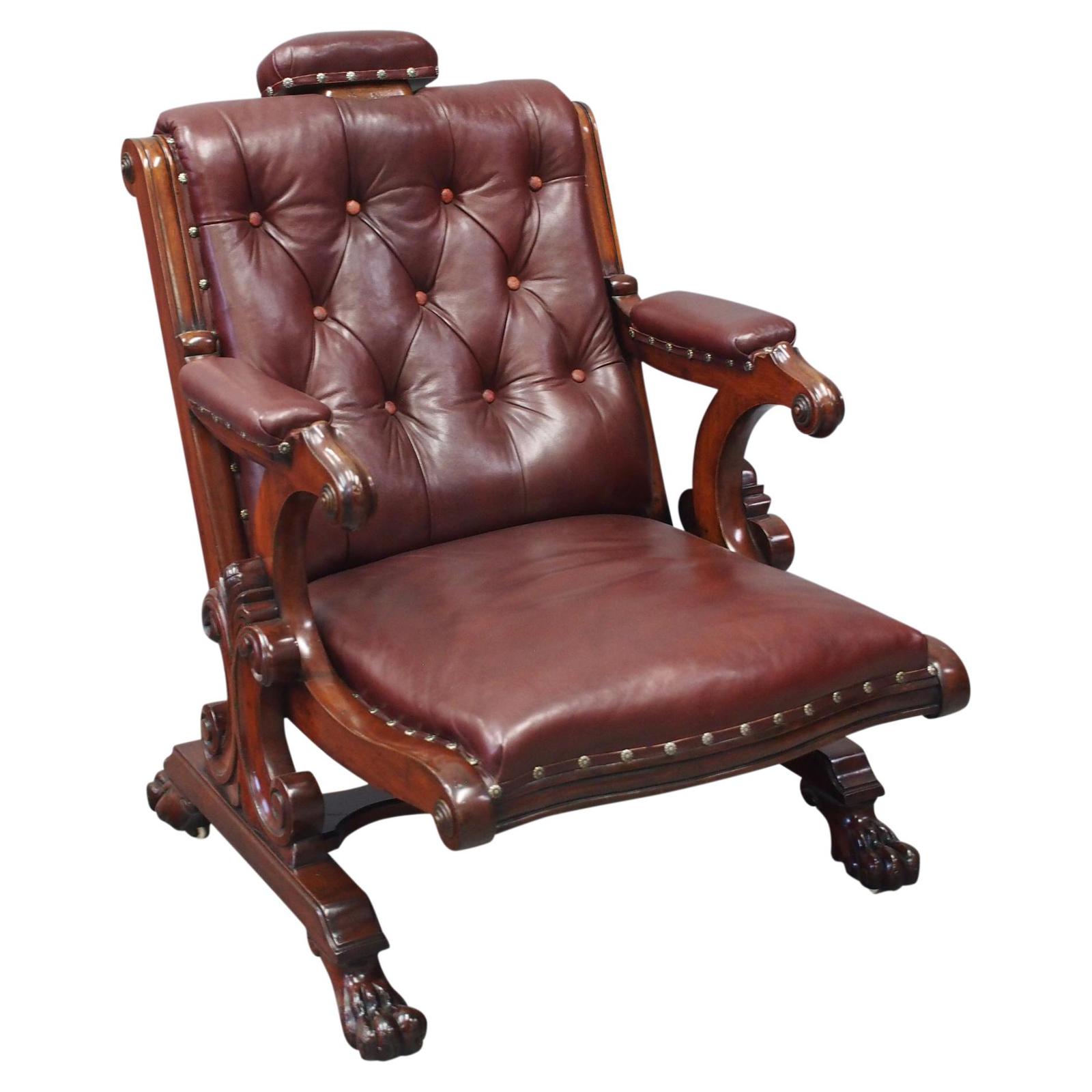William IV Mahogany and Burgundy Leather Armchair (1 of 12)
