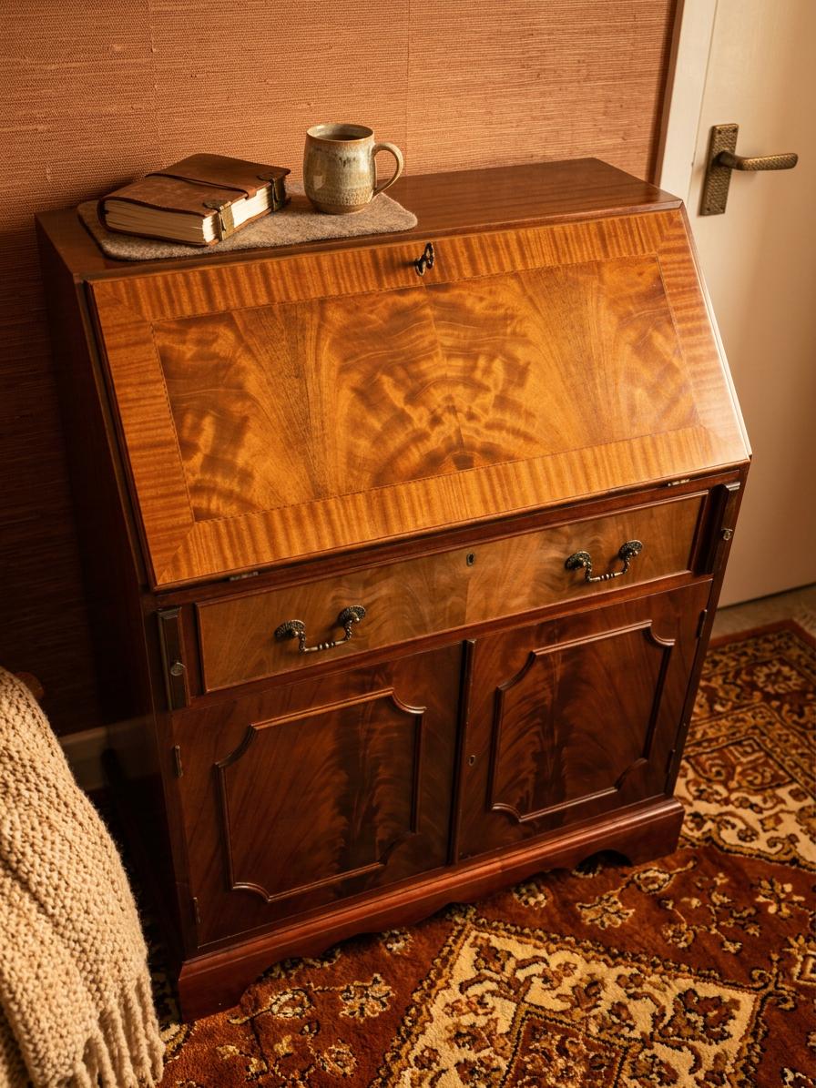 Vintage Bureau Writing Desk Mahogany with Leather Writing Pad (1 of 11) Vintage Bureau Writing Desk Mahogany with Leather Writing Pad (1 of 11)