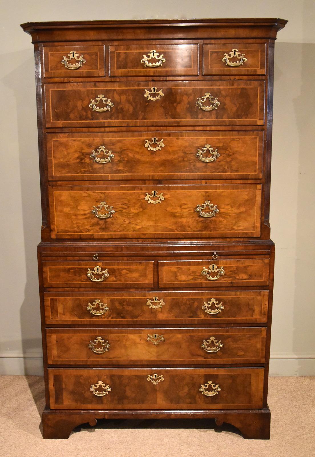 George II Veneered Walnut Chest on Chest Tallboy (1 of 11) George II Veneered Walnut Chest on Chest Tallboy (1 of 11)
